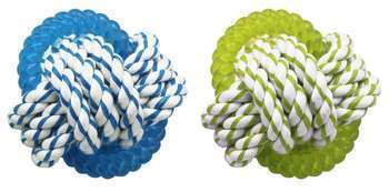 Jouet chien Balle Nouee Tpr+Corde D. 10cm