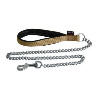 Laisse chaîne forte nylon 25mm - 100cm beige