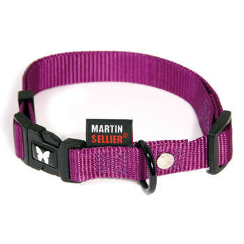 Collier chien réglable: nylon, mauve 1,6x45cm