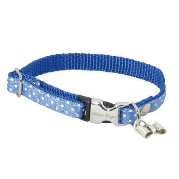 Collier petit chien pois XS : nylon bleu 27cm