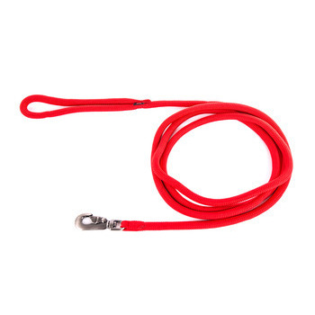 Laisse pour chien, en nylon: rond uni rouge L. 2 m