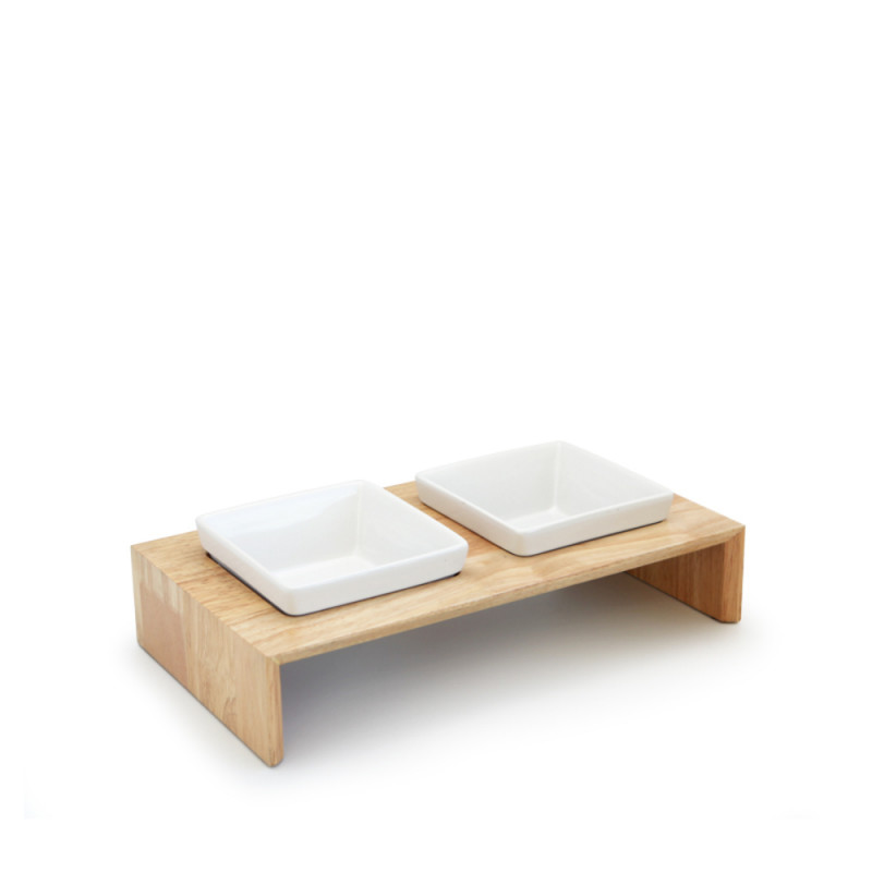 Gamelle bois double M pour chien et chat