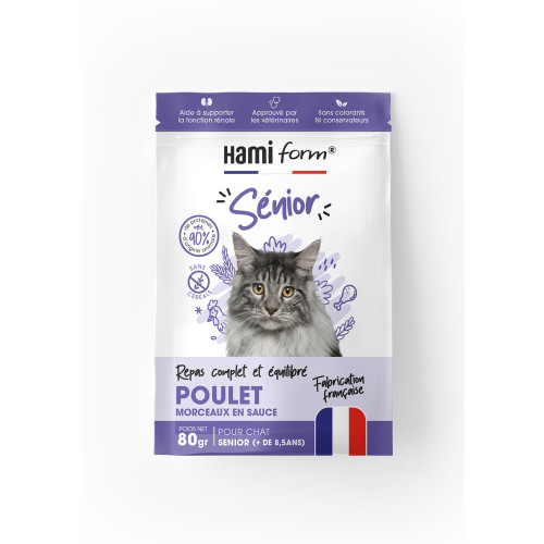 Repas complet au poulet, pour chat senior - 80g