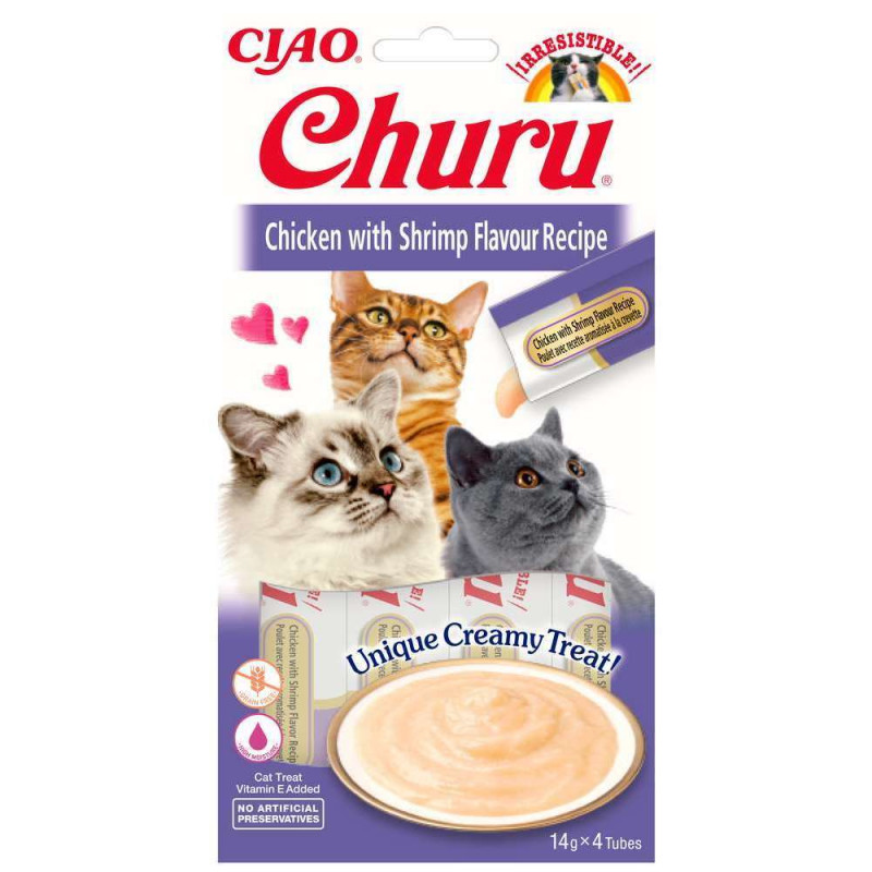 Churu poulet aromatisée à la crevette pour chat 14
