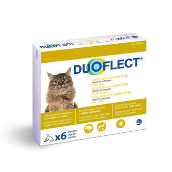 Traitement puces/tiques chat 1-5kg:6 pipettes