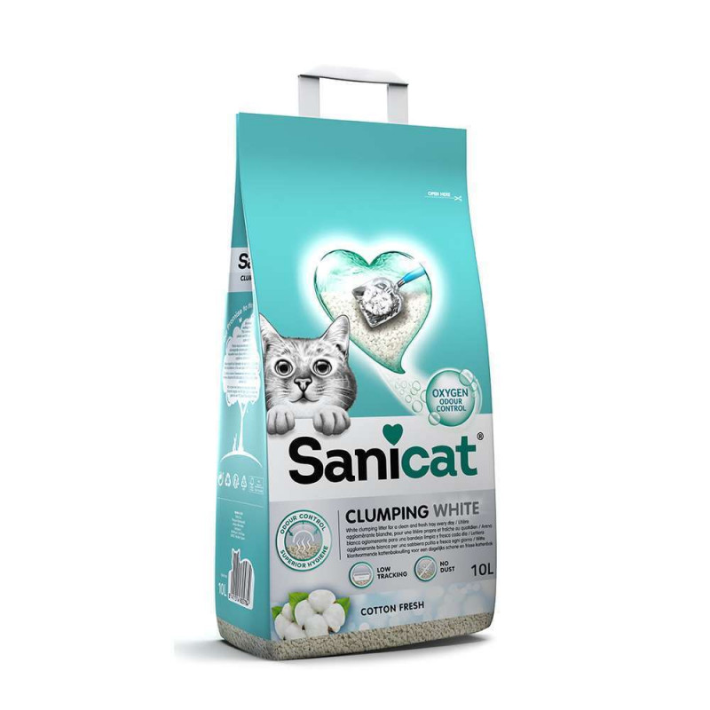 Litière Sanicat : 10 litres, parfum coton