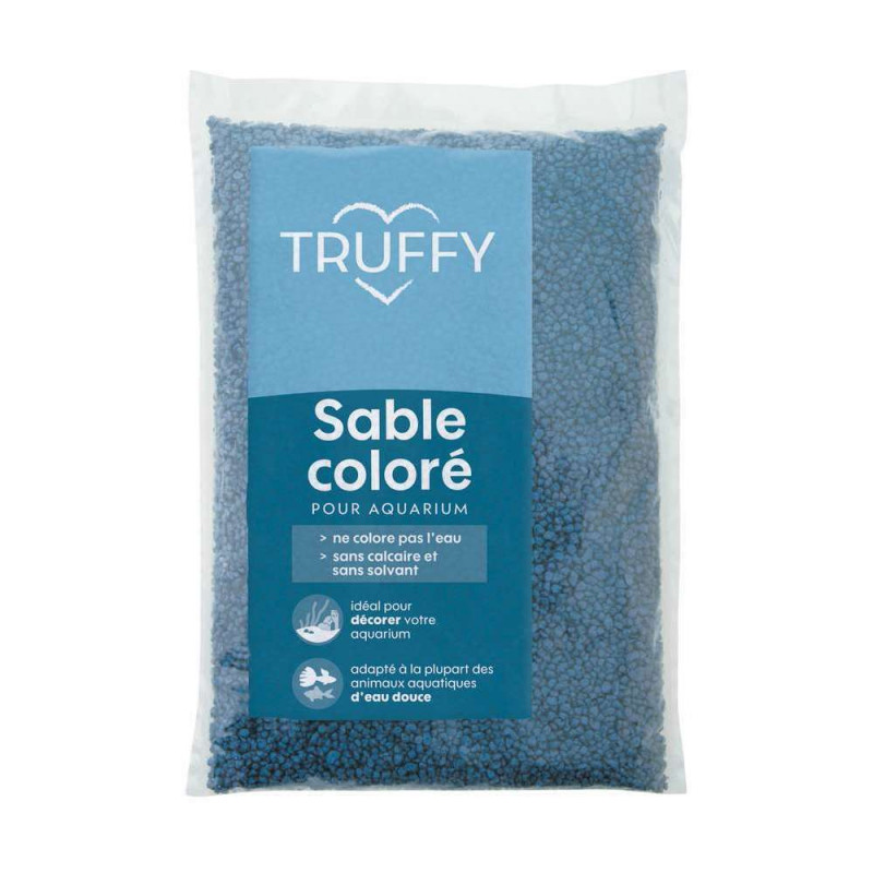 Sable coloré pour aquarium d'eau douce Truffy bleu