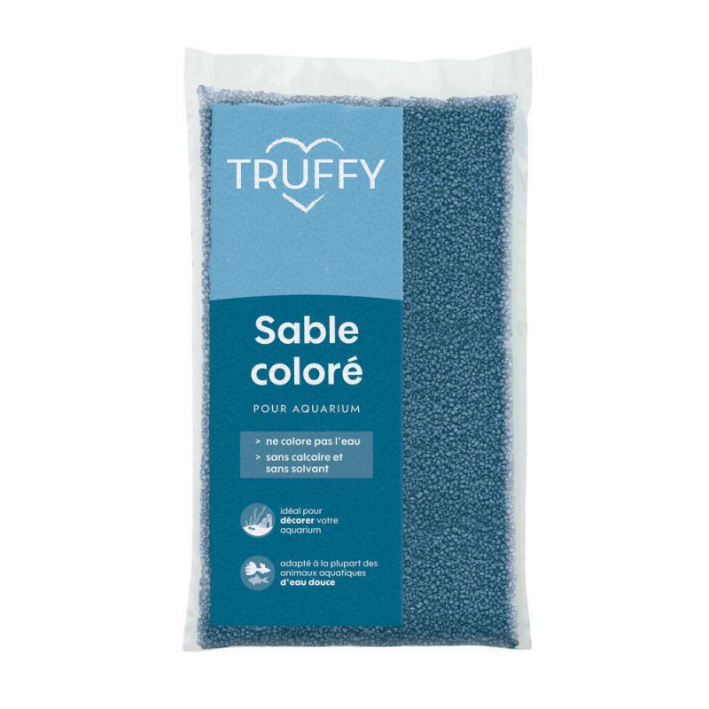 Sable coloré pour aquarium d'eau douce Truffy bleu