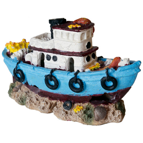 Décoration d'aquarium : petit bateau en résine - H