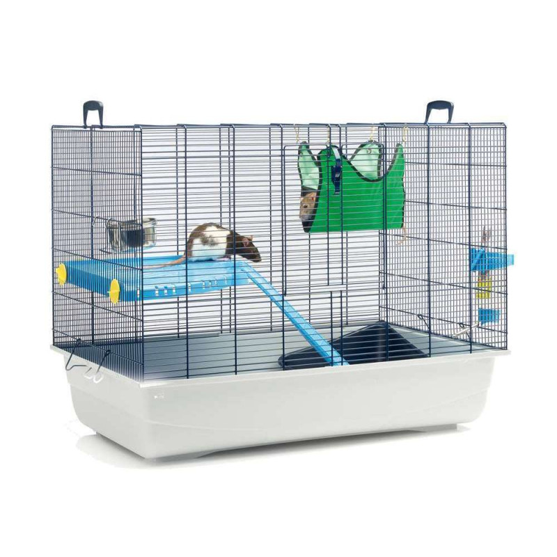 Cage rat/furet Freddy 2 bleu marine/gris 80x50x63c
