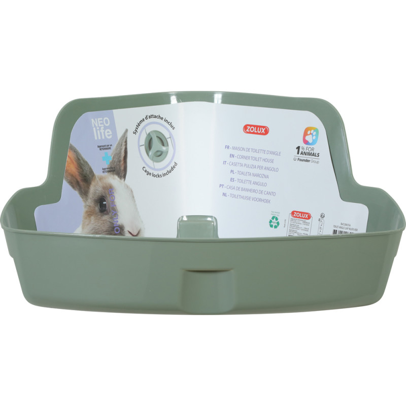 Toilette d'angle Neolife en plastique pour lapin