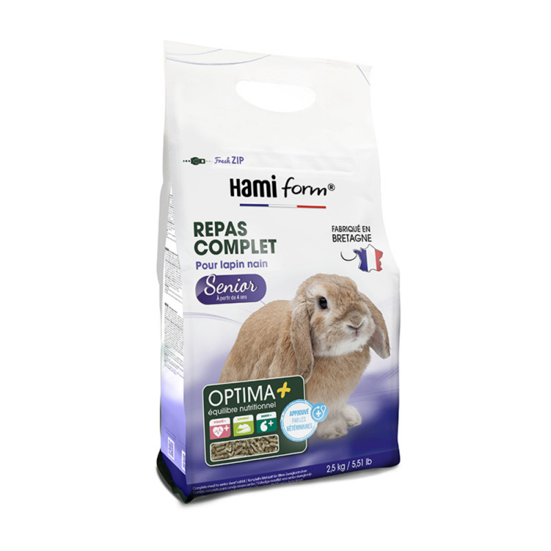 Repas complet pour lapin nain senior à partir de 4