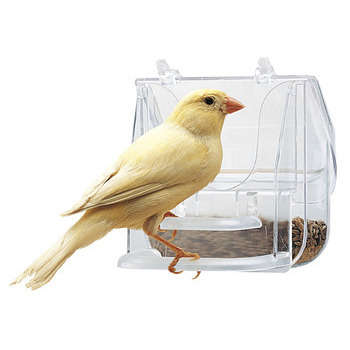Mangeoire plastique pour oiseaux, transparente 9x9