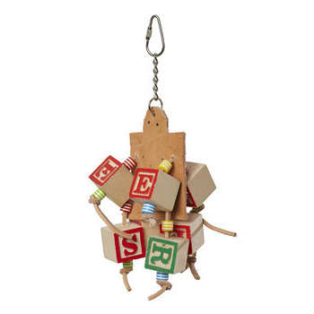 Jouet cubes bois pour grande perruche et perroquet