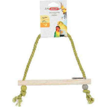 Balancoire corde perchoir bois pour oiseau