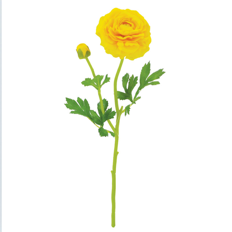 Fleur artificielle tige de renoncule jaune H. 61cm
