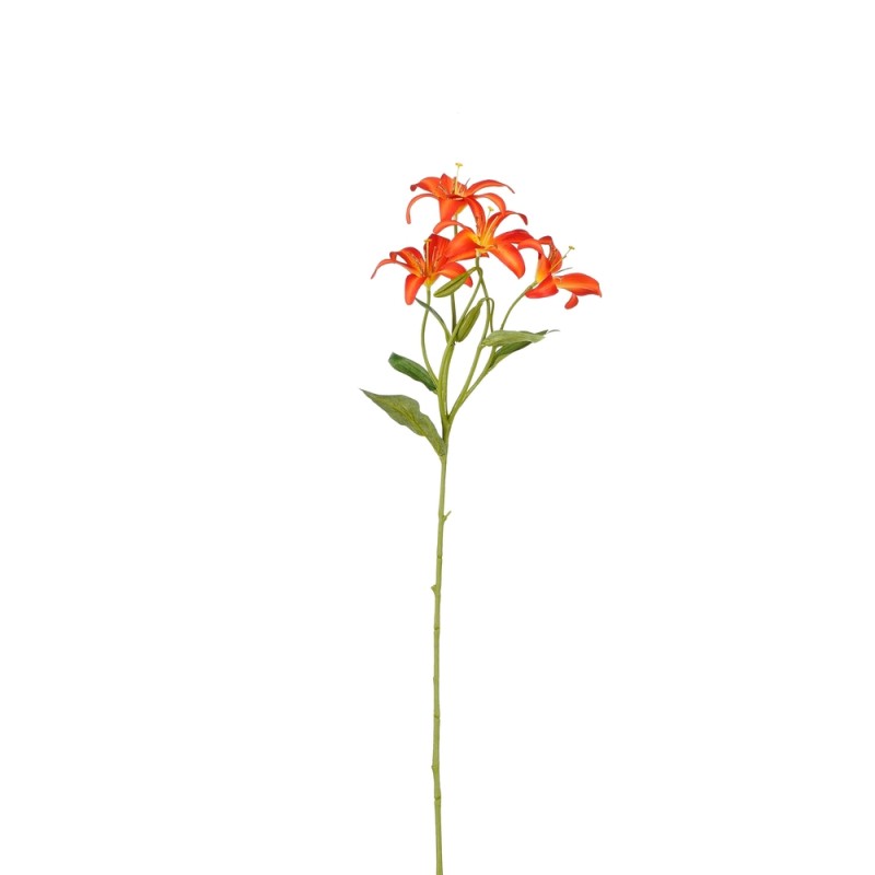 Plante artificielle 'Lis', coloris orange - H. 63c