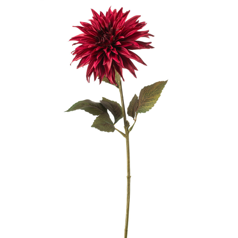 Fleur artificielle : tige de dahlia, coloris rouge