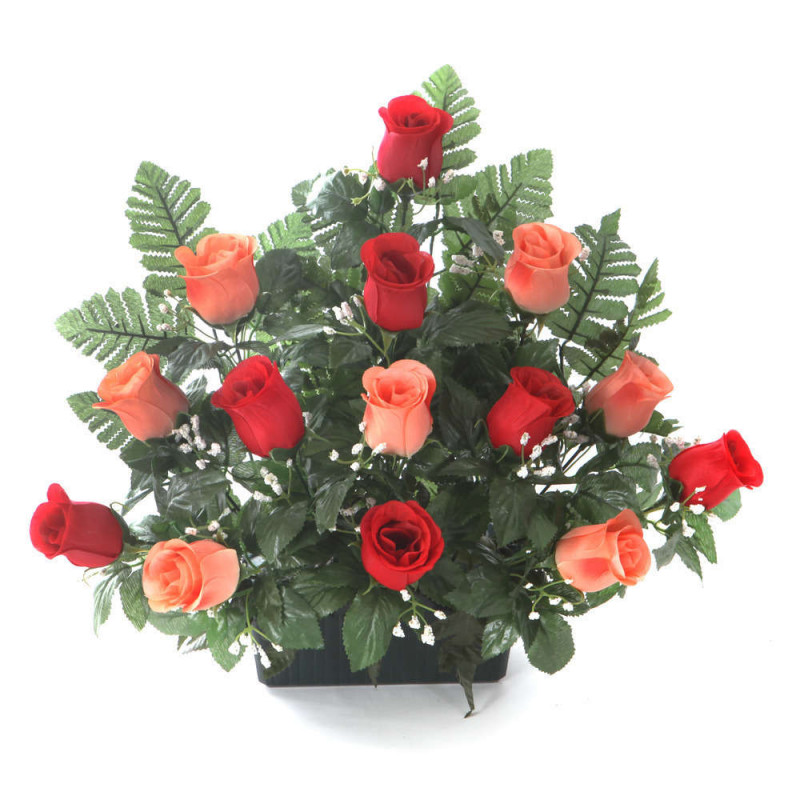 Jardinière de roses bicolore artificielles D 45 H