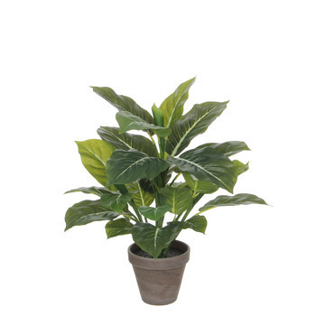 Evergreen vert artificiel H49cm, en pot Stan gris