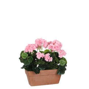 Plante artificielle : Jardinière géranium rose 29x