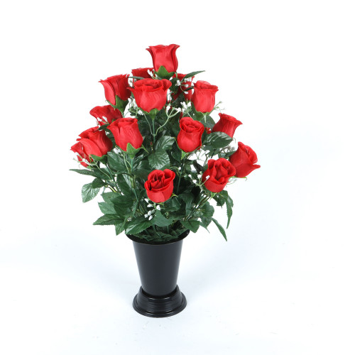 Fleurs artificielles - bouquet funéraire rouge ave