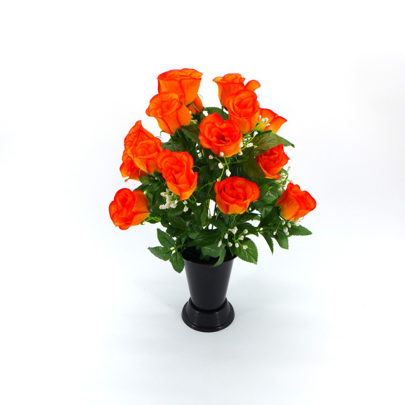 Fleurs artificielles - bouquet funéraire orange av