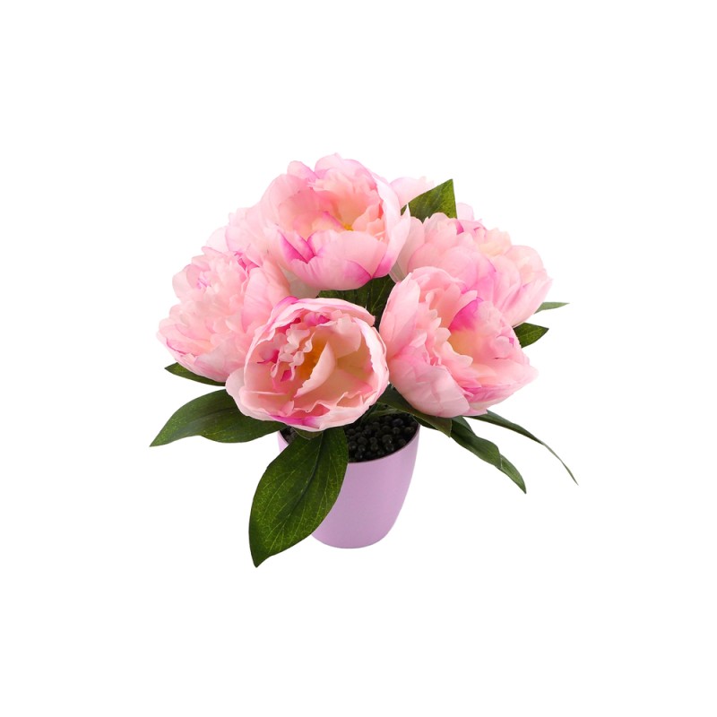 Fleurs artificielles - pivoines en pot rose D. 27