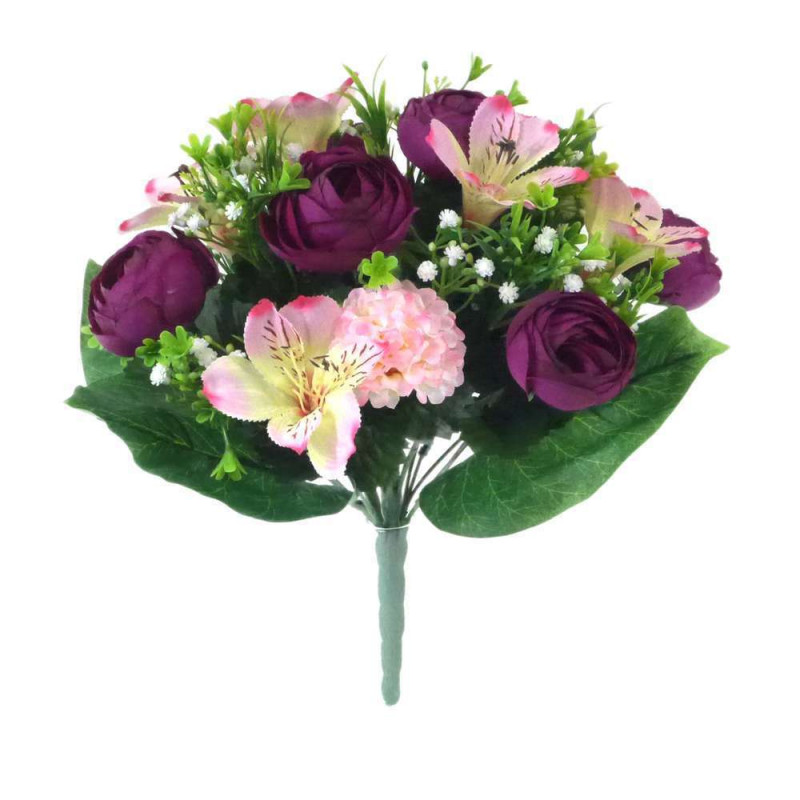 Bouquet artificiel Renoncule Alstro 24 tiges