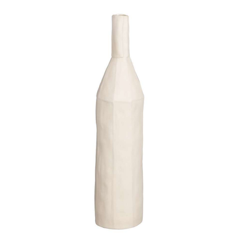 Vase Bouteille en poterie crème ou marron - H. 36,