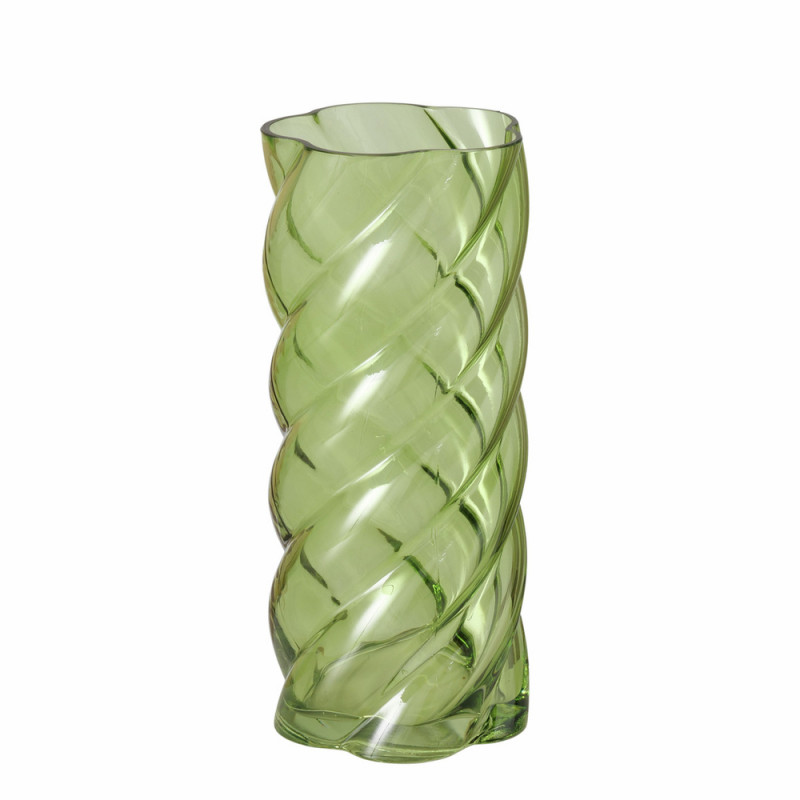 Vase Curvo, en verre laqué, coloris vert - H. 30xD