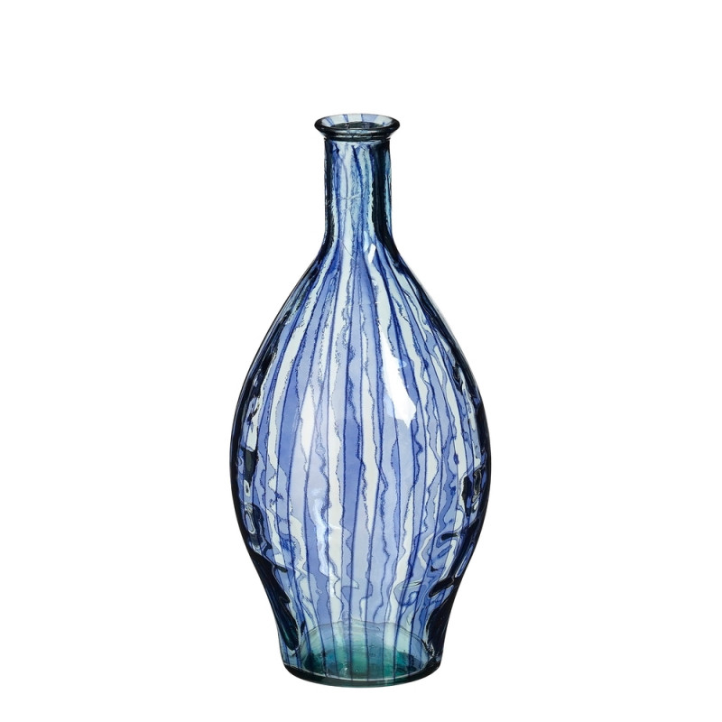 Vase en verre recyclé 'Palermo', coloris bleu - H.