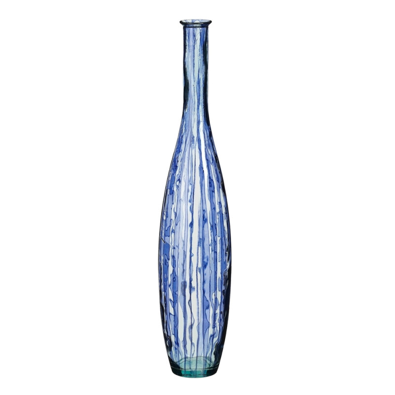 Vase en verre recyclé 'Palermo', coloris bleu - H.