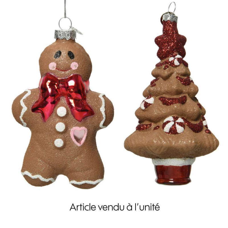 Suspension pour sapin : Figurine de Noël en verre,