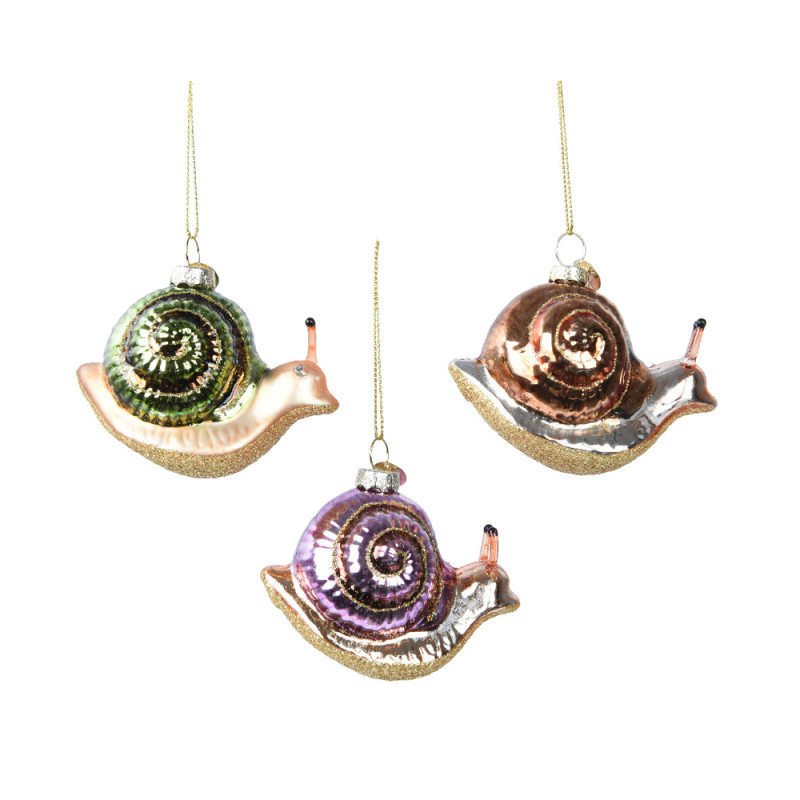 Suspension escargot verre paillettes perle