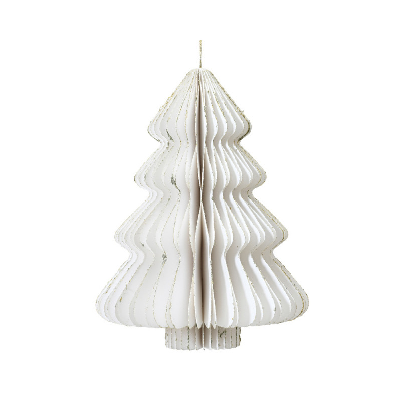 Suspension de Noël en papier : sapin, coloris blan