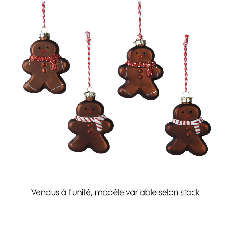 Suspension de Noël : pain d'épices en verre avec é
