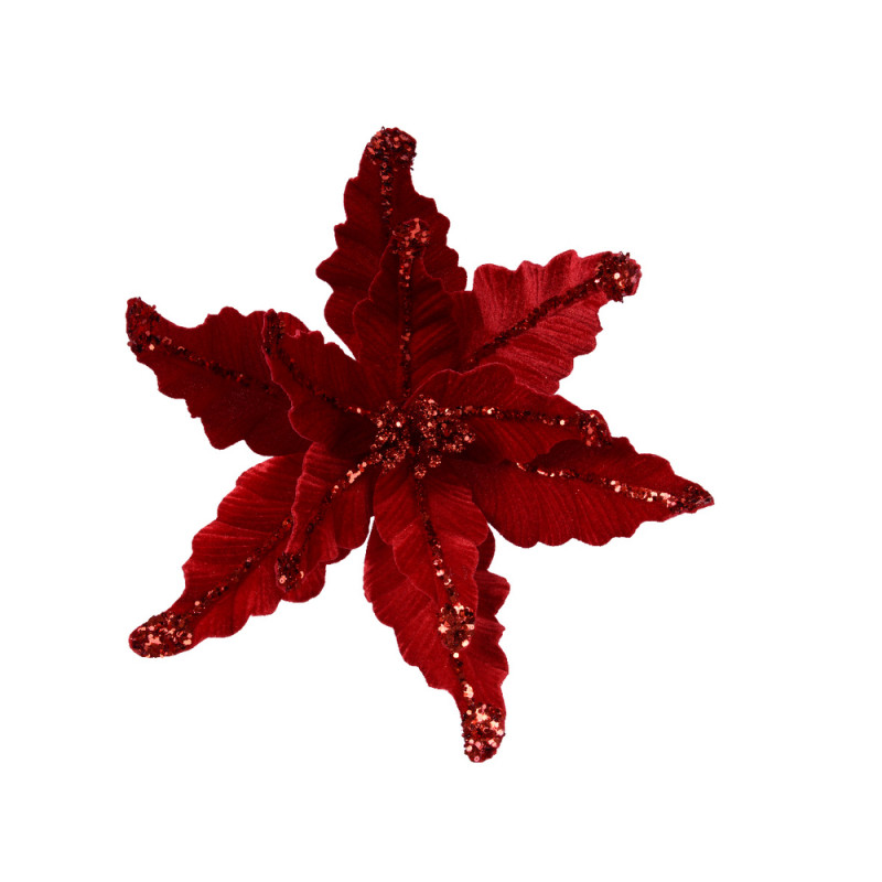 Suspension de Noël : Fleur en velours polyester ro