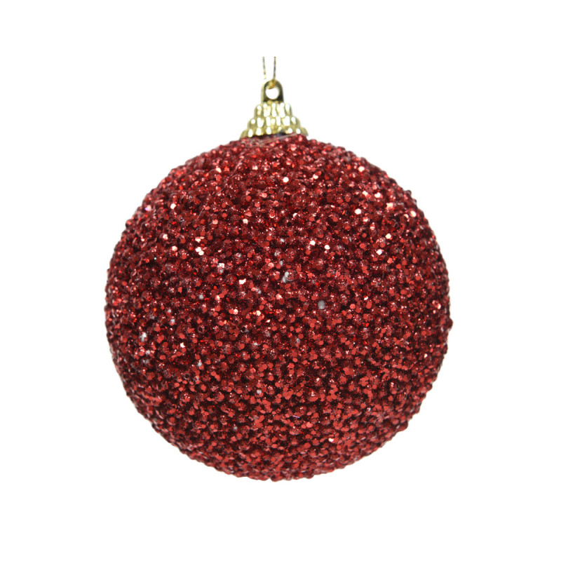 Boule de Noël en mousse, motif pois blancs et roug