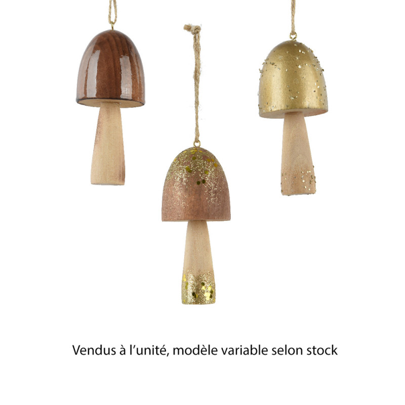 Suspension champignon en bois - coloris variable -