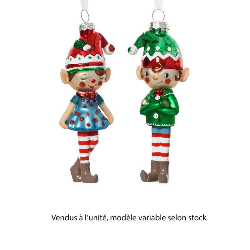 Suspension de Noël en verre : elfe, modèles variab