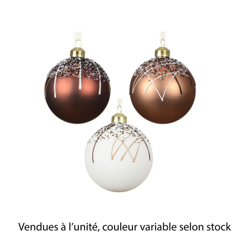 Boule de Noël en verre : perle, coloris variables
