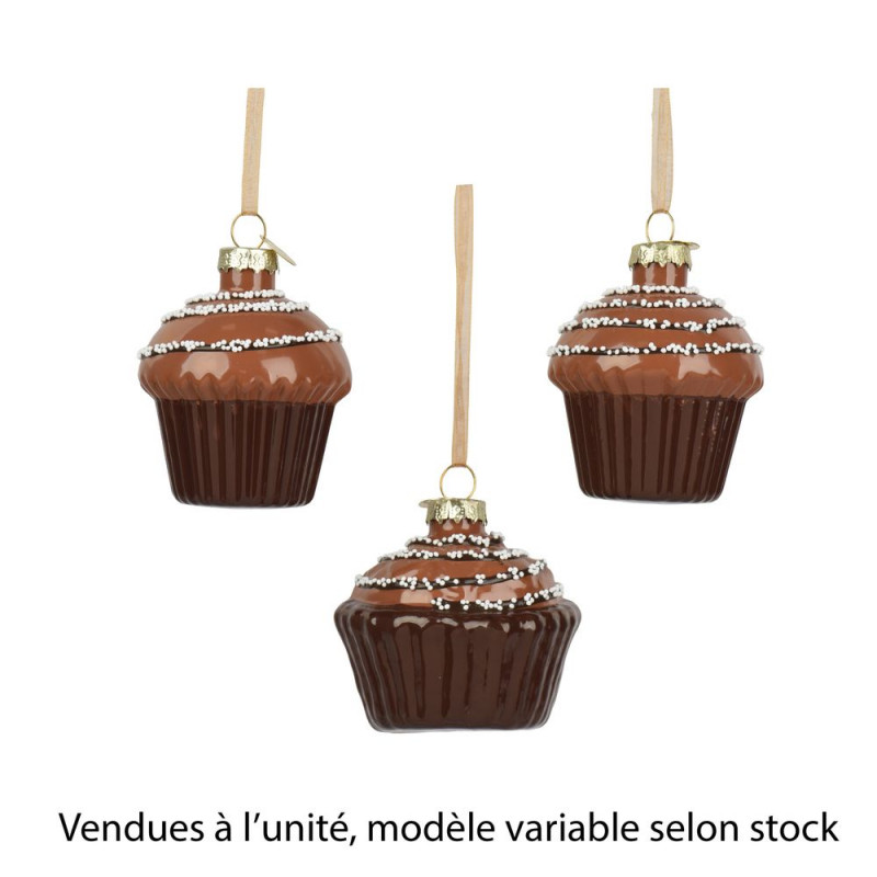 Cupcake en verre à suspendre, coloris marron - mod