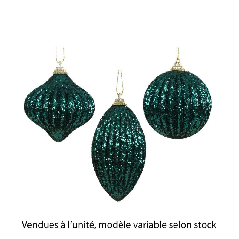 Boule décorative avec paillettes émeraude, modèle
