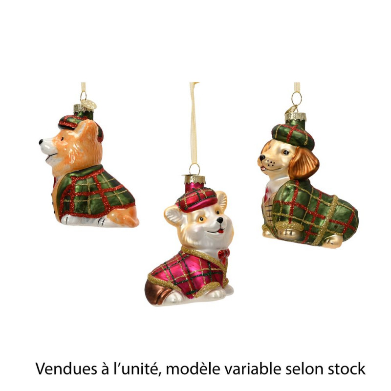 Chien de Noël en verre à suspendre, modèle variabl