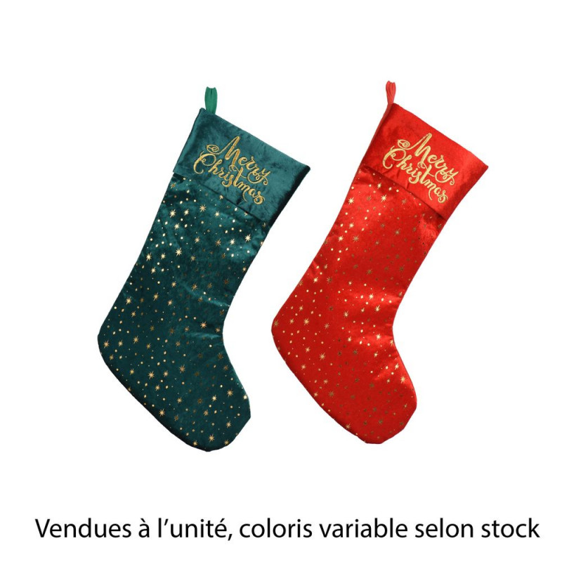 Chaussette de Noël en velours, coloris variable -
