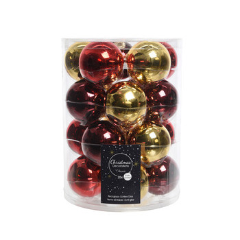 Assortiment 20 boules de Noël en verre, coloris ro