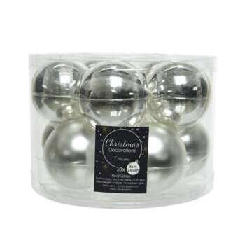 Boules Noël x 10 : verre, argent, d. 6cm