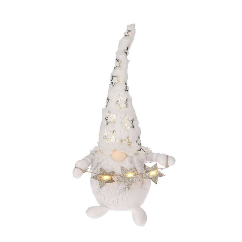 Gnome blanc led à poser H. 40 cm