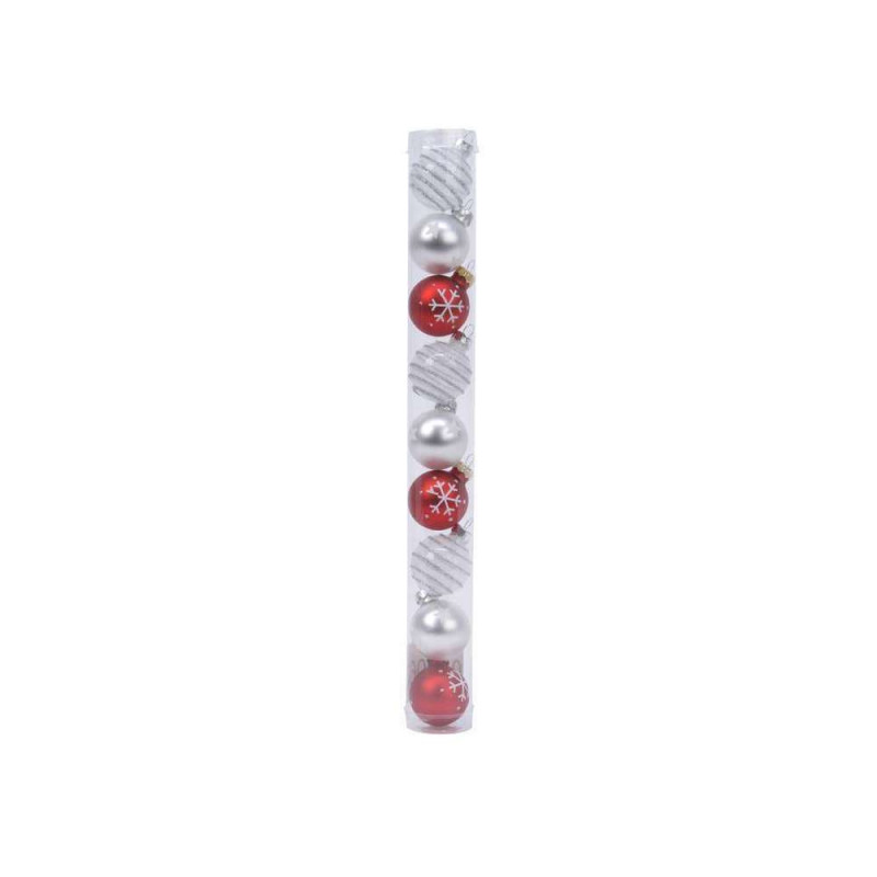 Assortiment 9 mini boules de Noël, coloris argent/